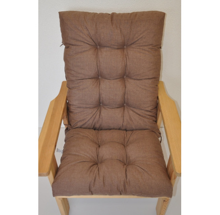 Polstr na zahradní křeslo vysoké široké - látka hnědý melír