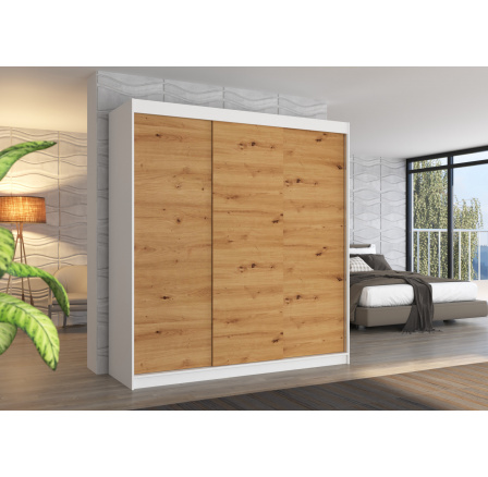 Tolóajtós szekrény MEGAN 200 Fehér+Artisan