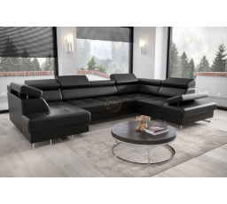 NAROŻNIK GALAXY MAX II Z FUNKCJĄ SPANIA 210x350x165 - Czarna eko skóra , prawa