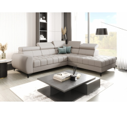 NAROŻNIK PORTO SKÓRA NATURALNA 225x255 CM - prawa , Skóra szara