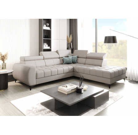 NAROŻNIK PORTO SKÓRA NATURALNA 225x255 CM - prawa , Skóra szara