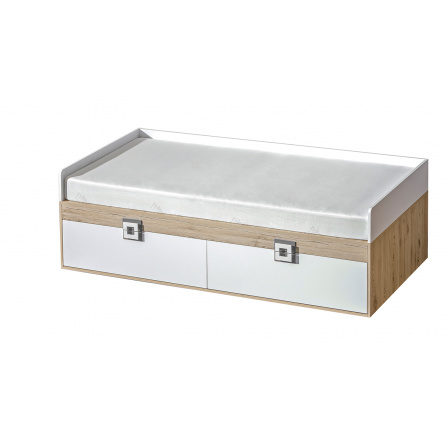 Dětská postel NICO 14, Světlý Dub/Bílá/Šedá