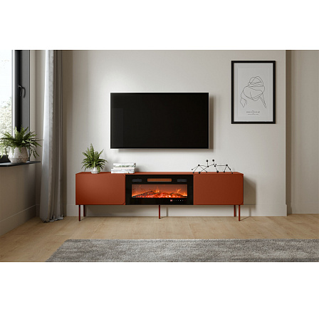 RAFAEL 200 EF TV-szekrény elektromos kandallóval, Brick Red
