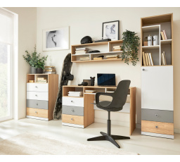 PIXEL-E gyerekszoba, Keksz Tölgy/Fehér Lux/Szürke