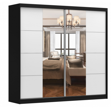 MULTI 38 Gardróbszekrény, Fekete/Fehér