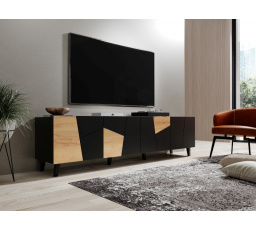 TV komód ETNA, fekete matt/ fekete matt/ craft tölgy