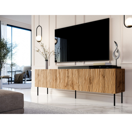 TV komód JUNGLE RTV, matt wotan tölgy/matt fekete