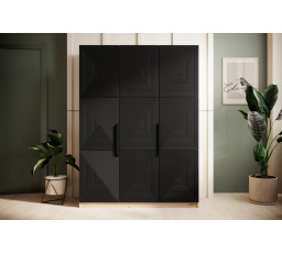 Trzydrzwiowa szafa Asha z metalowymi uchwytami 150 cm - artisan / czarny mat / czarne uchwyty