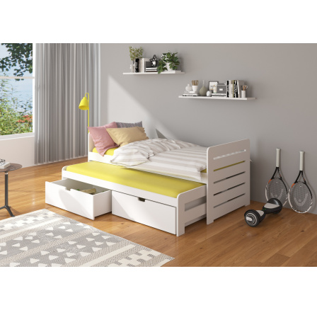 Kétszemélyes ágy matracokkal TOMI 200x90 Fehér Kétszemélyes ágy matracokkal TOMI 200x90 Fehér