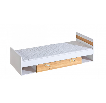 LORENTO L13 ágy, 195x80 cm, Briliáns Fehér/Nash Tölgy