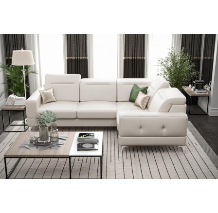 NAROŻNIK MALIBU SKÓRA NATURALNA 250X180 CM - prawa , Skóra złamana biel