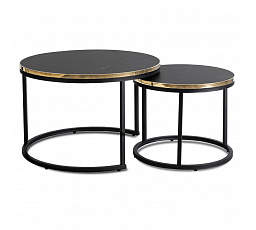 Zestaw Stolików ARON Czarny Marmur/Złoty