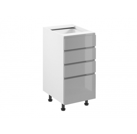 ASPEN alsó konyhaszekrény D40S4, fehér fényes/szürke