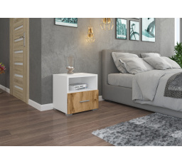 Éjjeliszekrény fiókkal EMI Fehér+Wotan Tölgy