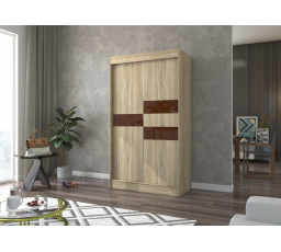 Tolóajtós szekrény lacobellel BATIA 120 Sonoma+Choco Lacobel