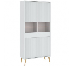 BARCELONA 4D Vitrin, Fehér/Arany