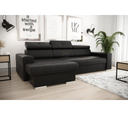 NAROŻNIK MARGO 160x250 SKÓRA NATURALNA - lewa , Skóra czarna - K-70