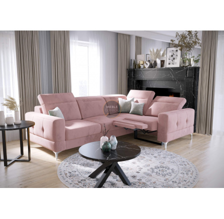 NAROŻNIK MALIBU RELAX Z FUNKCJĄ SPANIA 185x250 CM - prawa , Odcienie Różu