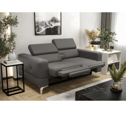 SOFA TOSCANIA II RELAX 185 CM SKÓRA NATURALNA - Skóra szara