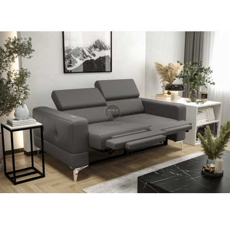 SOFA TOSCANIA II RELAX 185 CM SKÓRA NATURALNA - Skóra szara