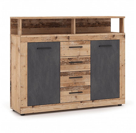 Komoda BLAGO MIDI B 119,5 cm Surowy Dąb/Grafit