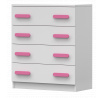 Komód 4S SMYK I - 02, Fehér Matt/Rózsaszín