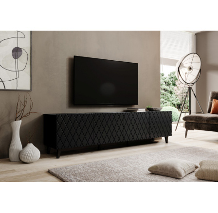 TV komód ASTI, fekete matt/fekete matt