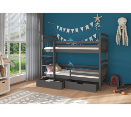 Kétszemélyes emeletes ágy matracokkal ADA 200x90 Grafit