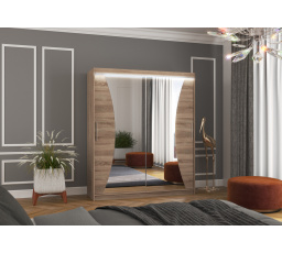 Tolóajtós szekrény tükörrel és LED világítással CHARLOTTE 180 Truffle+Truffle