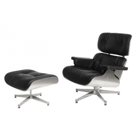 Vip fotel lábtartóval fekete/alumínium