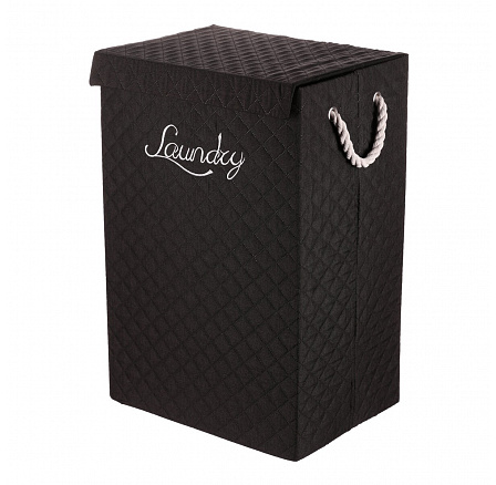 Koš prádelní - látkový s uchy, hranatý, černý