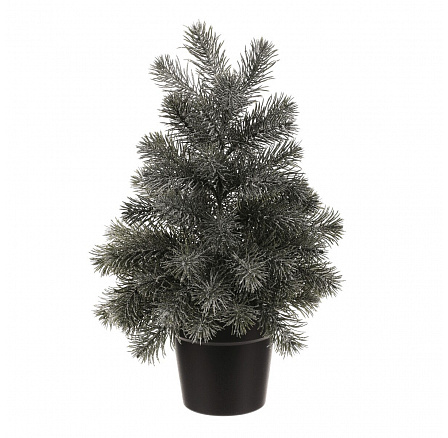 Fa cserépben - 50 cm, műfenyő, zöld, enyhén deres