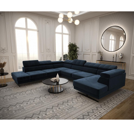 NAROŻNIK EMPORIO MAX II 300X350X180 - lewa , Odcienie granatu NAROŻNIK EMPORIO MAX II 300X350X180 - lewa , Odcienie granatu