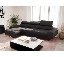 NAROŻNIK MILANO MINI SKÓRA NATURALNA - Skóra czarna , lewa