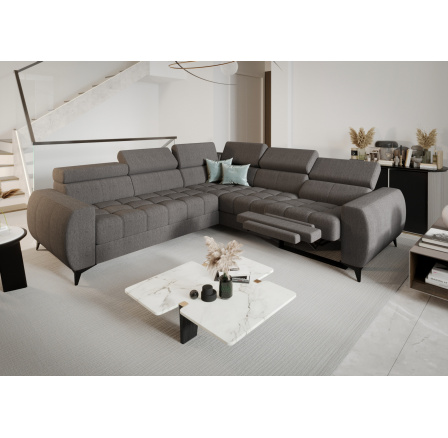 NAROŻNIK ROZKŁADANY PORTO II RELAX 255X258 CM - prawa , Odcienie szarości