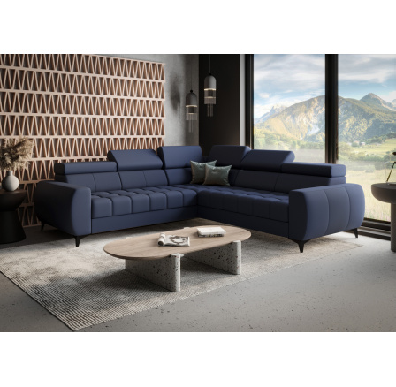 NAROŻNIK PORTO MAX SKÓRA NATURALNA 255x255 CM - lewa , Skóra błękit pruski