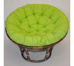 Ratanový papasan 115 cm hnědý - polstr světle zelený melír