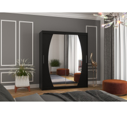 Tolóajtós szekrény tükörrel BALTIMORE 180 Fekete+Fekete
