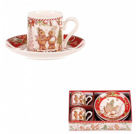 Bögrék csészealjjal - porcelán, ajándékszett 2 darab, karácsonyi Bögrék csészealjjal - porcelán, ajándékszett 2 darab, karácsonyi