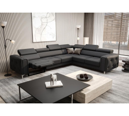 NAROŻNIK SKÓRZANY Z FUNKCJĄ RELAX ORION I 325x255 CM - prawa , Odcienie szarości