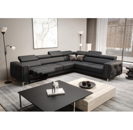 NAROŻNIK SKÓRZANY Z FUNKCJĄ RELAX ORION I 325x255 CM - prawa , Odcienie szarości