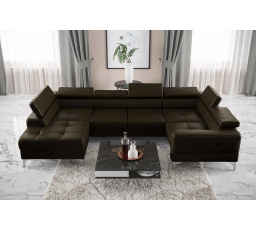 NAROŻNIK TOSCANIA MAX I 170x350x185 CM SKÓRA NATURALNA - prawa , Skóra oliwkowy brąz