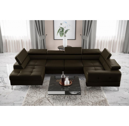 NAROŻNIK TOSCANIA MAX I 170x350x185 CM SKÓRA NATURALNA - prawa , Skóra oliwkowy brąz