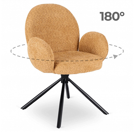 Krzesło Obrotowe MUSSO Musztardowe Boucle
