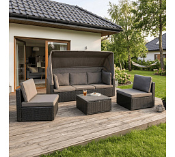 Zestaw Mebli Ogrodowych CALIENTE Czarny/Brązowy