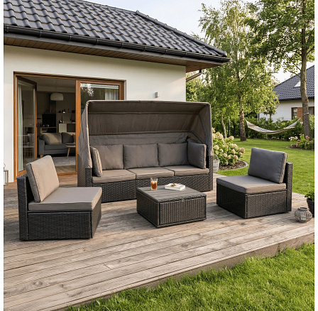 Zestaw Mebli Ogrodowych CALIENTE Czarny/Brązowy