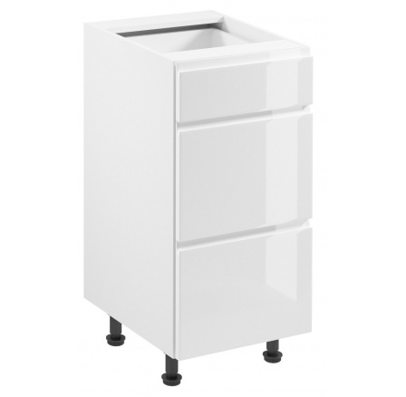 ASPEN D40S3 alsó konyhaszekrény, Fehér/Fényes fehér