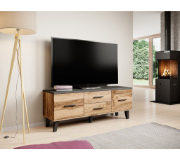 TV komód LOTTA RTV 140, wotan tölgy/fekete