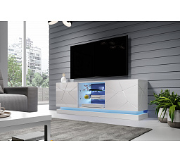 QIU 160 TV-állvány, fehér / magasfényű fehér