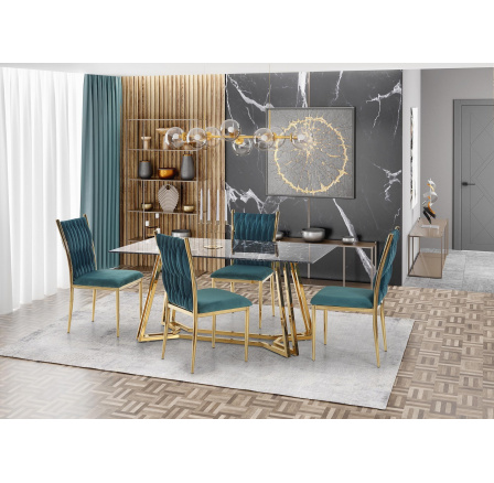 Étkezőasztal KONAMI, üveg/krómozott acél